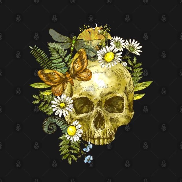 skull with flowers/butterfly by Love My..