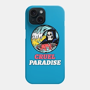 Surfer Surfing Cruel Paradise Grim Reaper Deadly Waves Phone Case