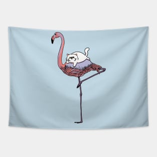 Flamingo and persian cat Tapestry