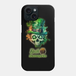 St. Patrick's Day Skull and Shamrocks Design Phone Case