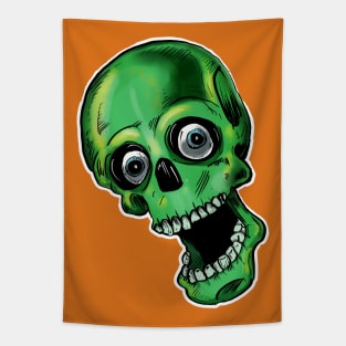 Green zombie halloween party skull Tapestry