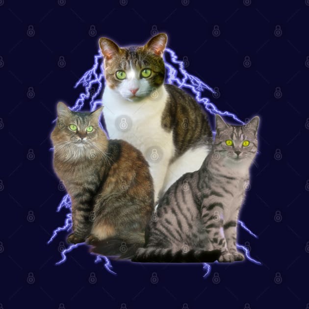 Lightning Cats - 90s y2k 2000s Style Tee by blueversion