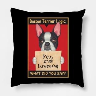 Boston Terrier Logic Pillow