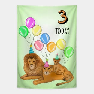 LION FAMILY 3RD BIRTHDAY Tapestry