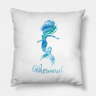 Mermaid Watercolor Sketch Pillow