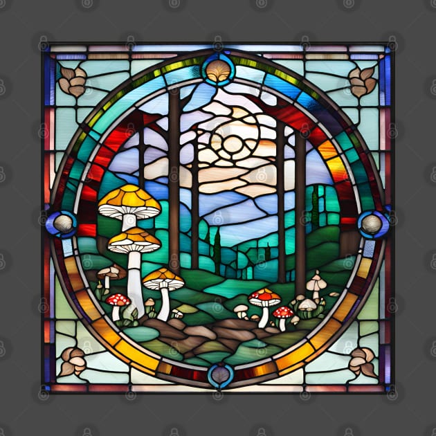 Diverse Mushroom Forest Stained Glass by Xie