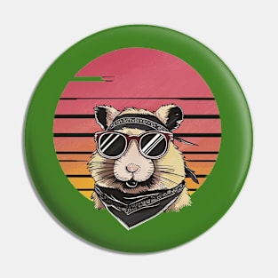 Retro hamster vintage sunset hamster lovers Pin