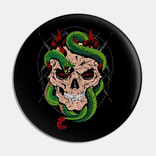 Skull with snake Pin