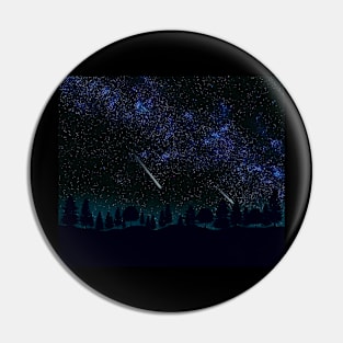 Milky Way, forest and meteor shower Pin