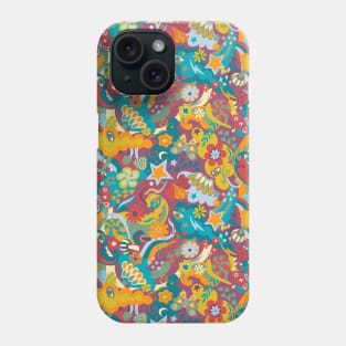 1970s Disco Psychedelia pattern - orange, turquoise, teal and plum by Cecca Designs Phone Case