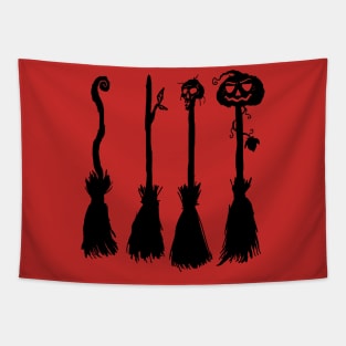 Halloween Broom Silhouettes Tapestry