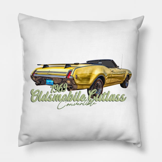 1969 Oldsmobile Cutlass Convertible Pillow by Gestalt Imagery