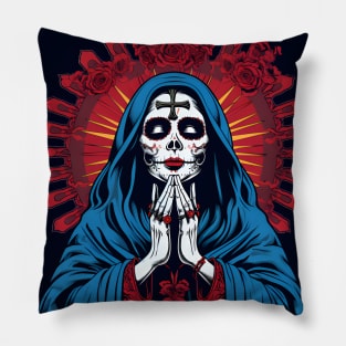 Day Of The Dead - Praying La Calavera Catrina - Santa Muerte Pillow