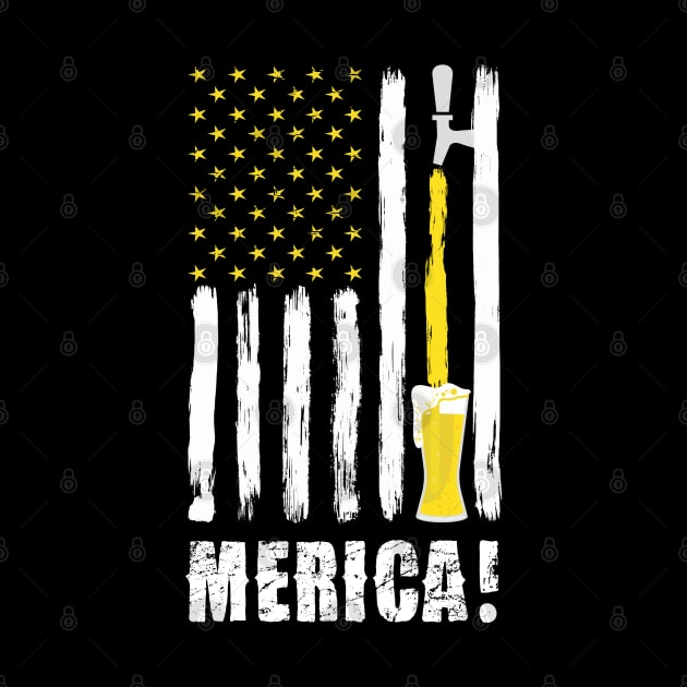 Craft Beer American Flag USA T-Shirt, 4th July MERICA T-Shirt by Pannolinno