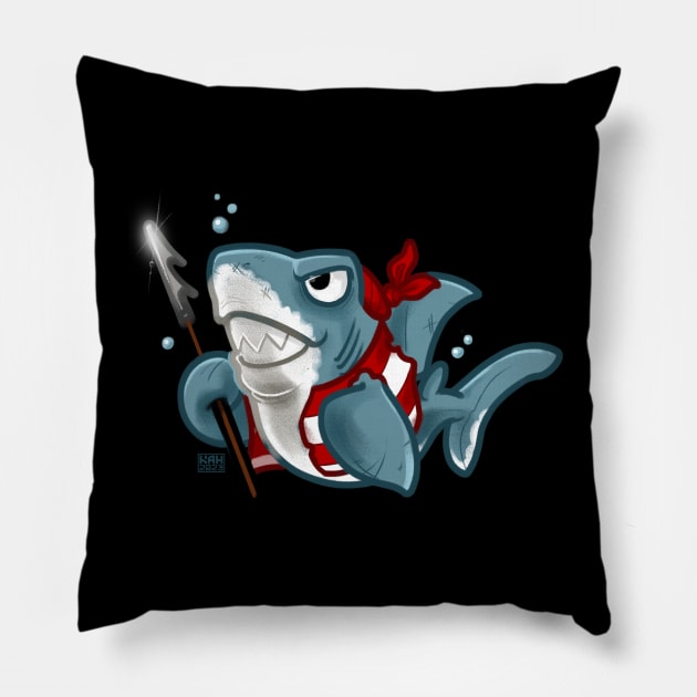 Pirate Shark Pillow by MrHinkleDraws