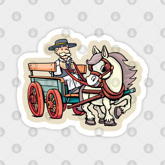 coachman drives a horse-drawn carriage Magnet by duxpavlic