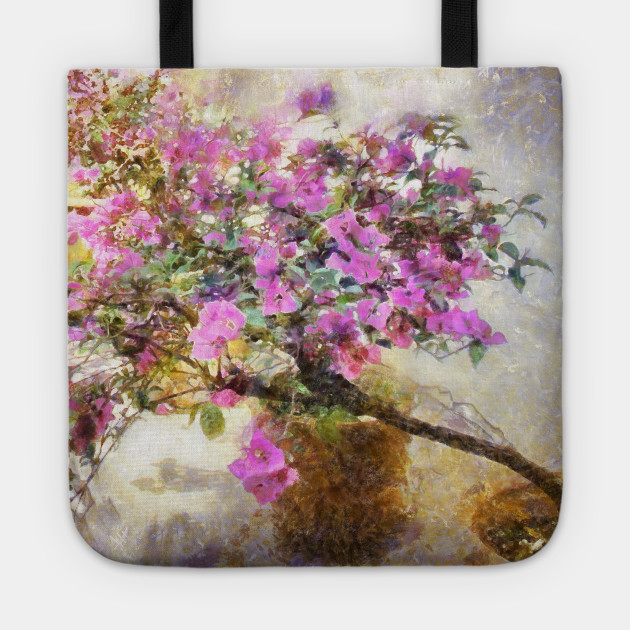 Painting Of Beautiful Purple Flower Pots Flower Pot Tote