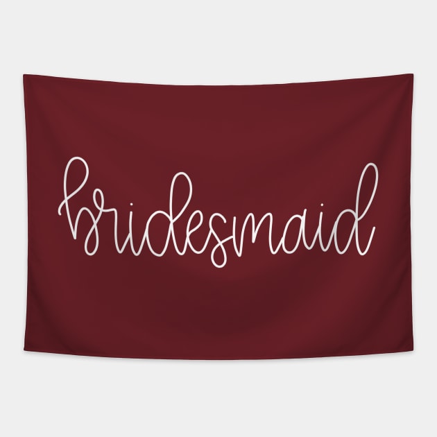 Bridesmaid Gift - White Line Lettering on Burgundy/Maroon Tapestry by elizabethsdoodles