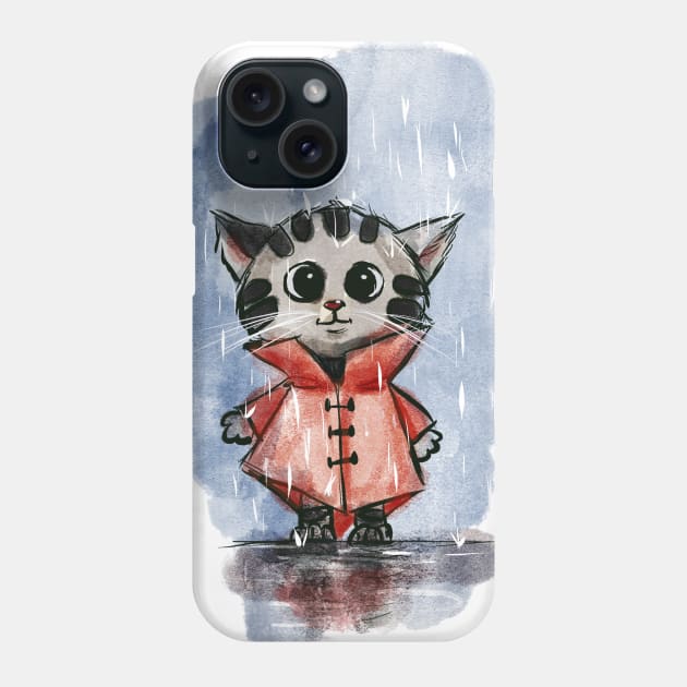 Cat in a raincoat Phone Case by Artofokan