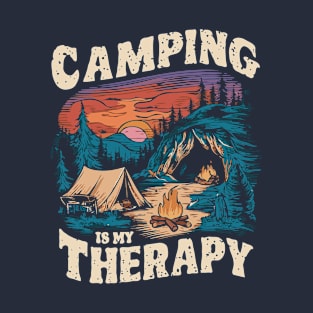 Camping is My therapy. Vintage Camping T-Shirt