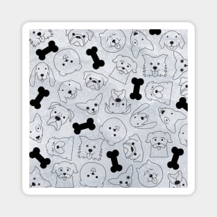 Cute Puppy Pattern (grey) Magnet