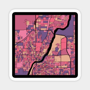 Saskatoon Map Pattern in Purple & Pink Magnet