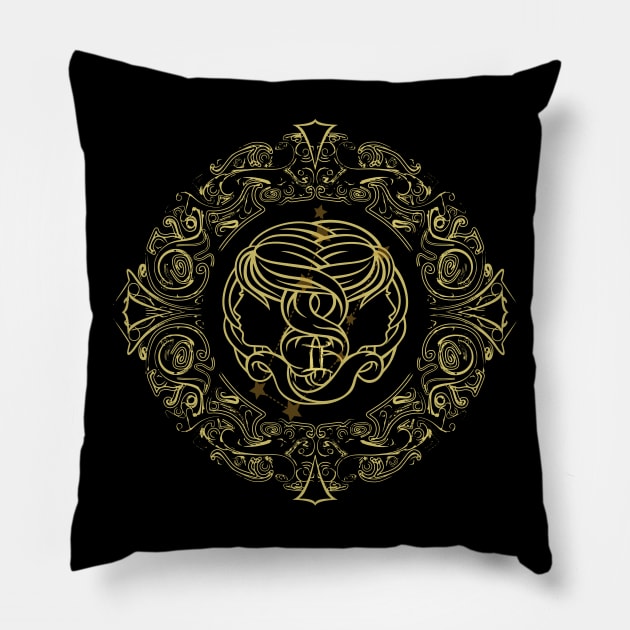 Zodiac Sign Gemini Pillow by Mandra