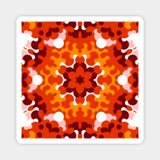 Retro Mandala Flower Orange White and Yellow Magnet