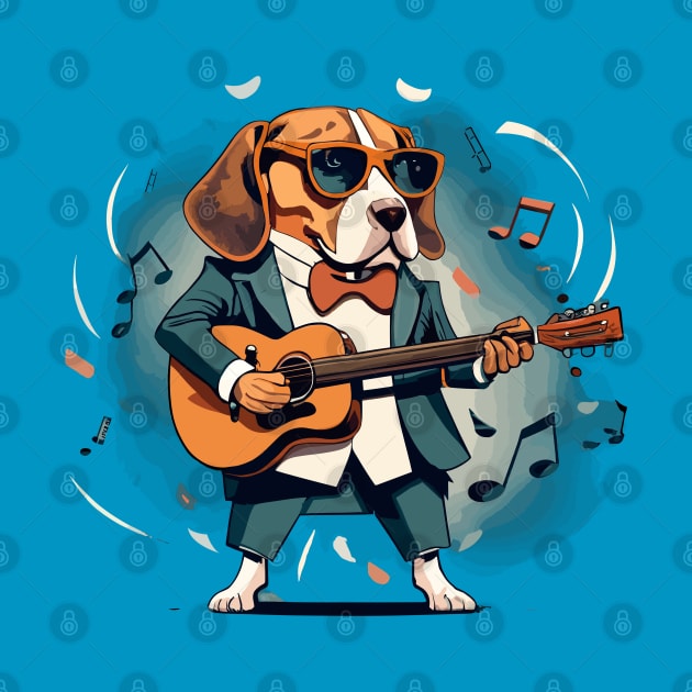 Beagle Playing Guitar by Graceful Designs