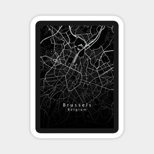 Brussels Belgium City Map dark Magnet