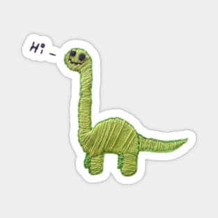 Derpy Dino Says Hi ( But It's Embroidery So It's Fancy) Magnet