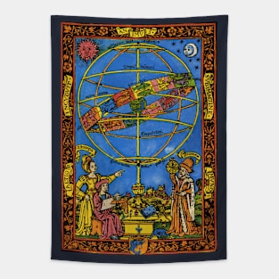 Claudius Ptolemy Astronomer and the Greek Goddess Astrologia with Armillary Sphere Tapestry