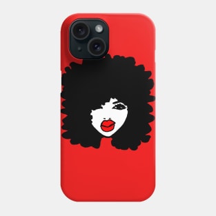 Short Curly Afro Hairstyle Red Lips Big Afro T-shirt Phone Case