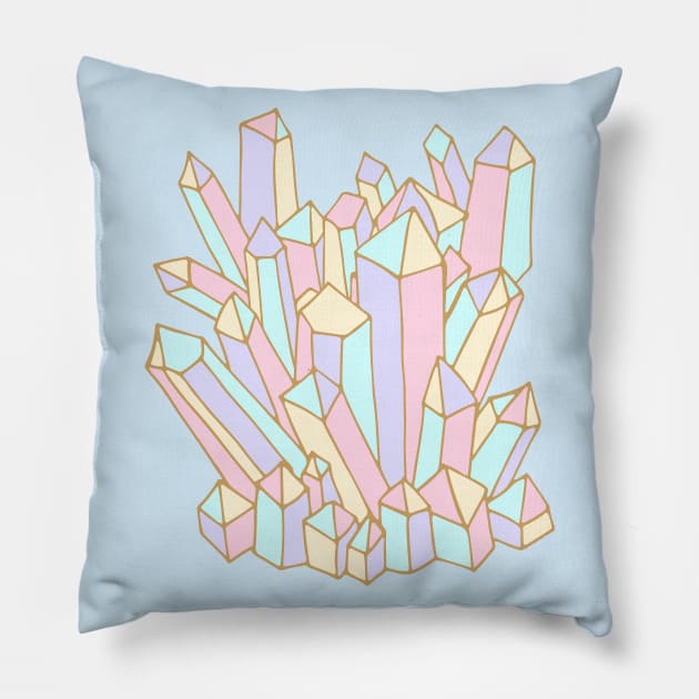 MAGICAL HEALING CRYSTAL GEM in Pastel Pink Mint Purple Yellow - UnBlink Studio by Jackie Tahara Pillow by UnBlink Studio by Jackie Tahara