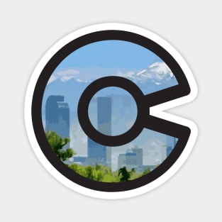 Denver, Colorado Skyline - Colorado Flag Magnet