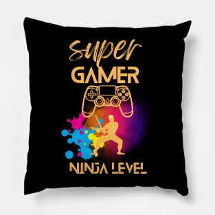 Super Gamer Ninja Game Over Gamer Gift Pillow