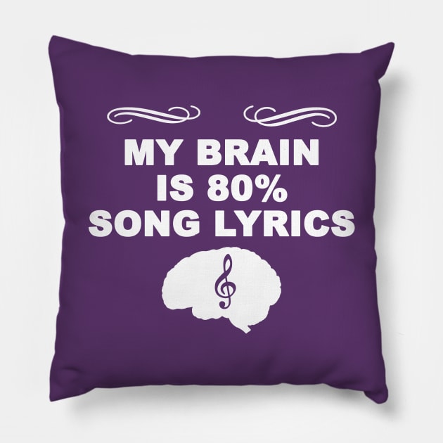 My brain is 80% song lyrics Pillow by AsKartongs