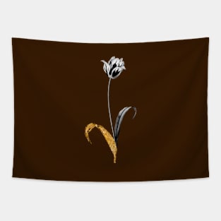 Black and Gold Leaf - Didier's Tulip - Vintage Botanical Tapestry
