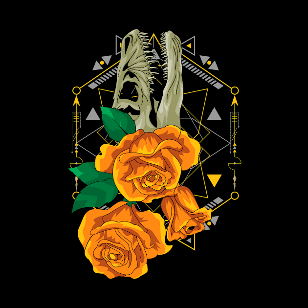 skull roses flowers by SHINIGAMII