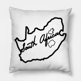 South African Map Line Drawing Pillow