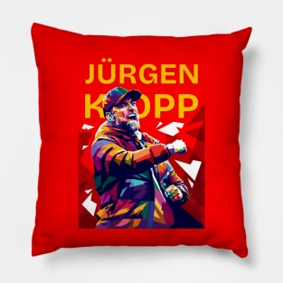 Jurgen Klopp Pop art illustration in Red Pillow
