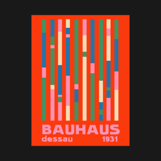 Bauhaus Dessau 1931 Colorful Modernist Minimalist Homage Red Pink Blue Green T-Shirt