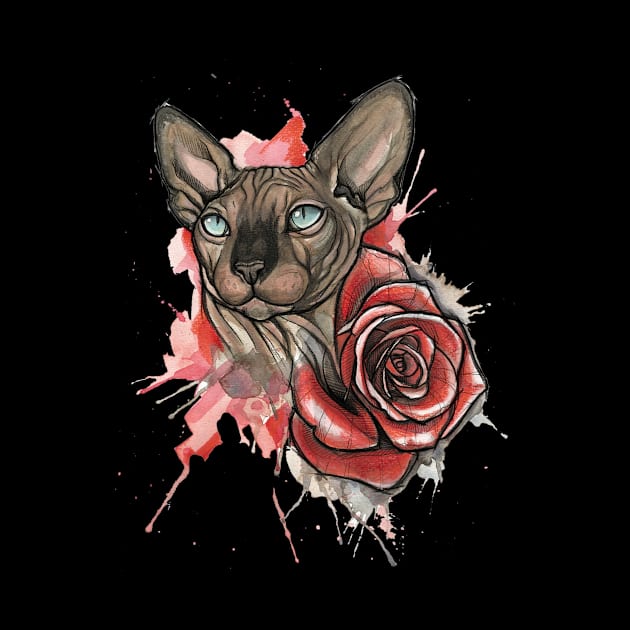 sphynx cat t-shirt by drip12