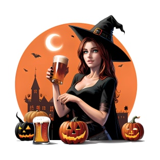 Halloween beer witch girl T-Shirt