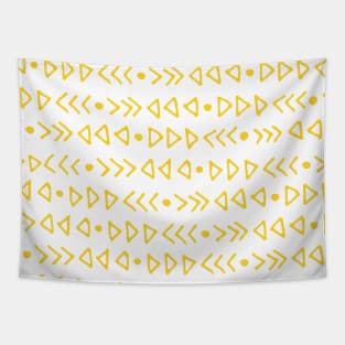 Mustard Yellow and White Graphic Triangles and Arrows Pattern Tapestry