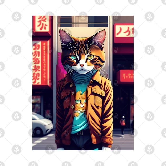 Fashion stylish Cat in the town by Juka