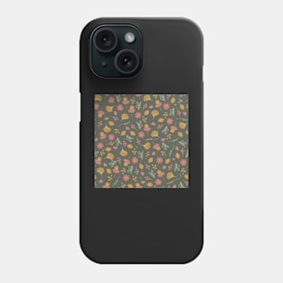 Sketchy Floral on Grey Green Phone Case