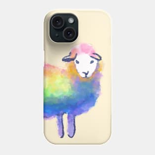 Pride Rainbow Fluffy Sheep Digital Watercolor Illustration Phone Case