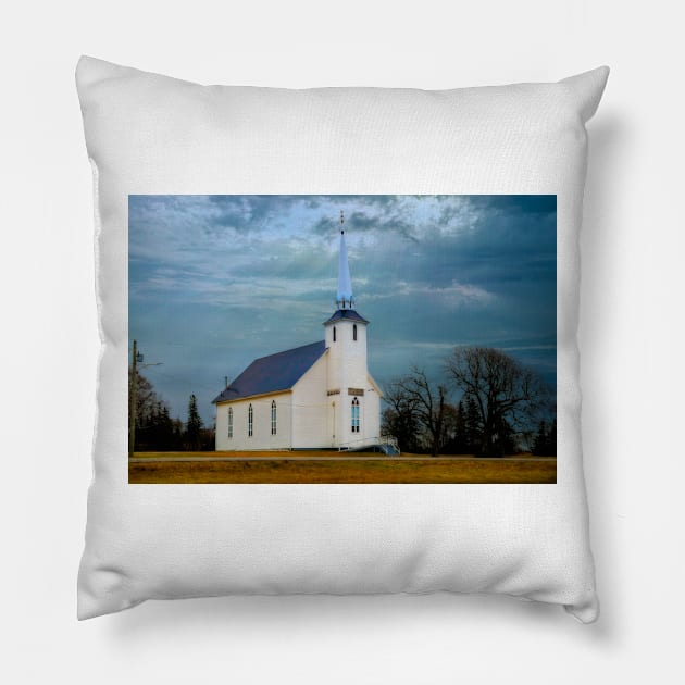 Rural Church DeSable, P.E.I. Canada Pillow by Robert Alsop