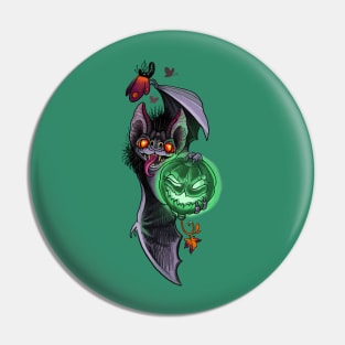 Halloween Bat with Pumpkin Pin